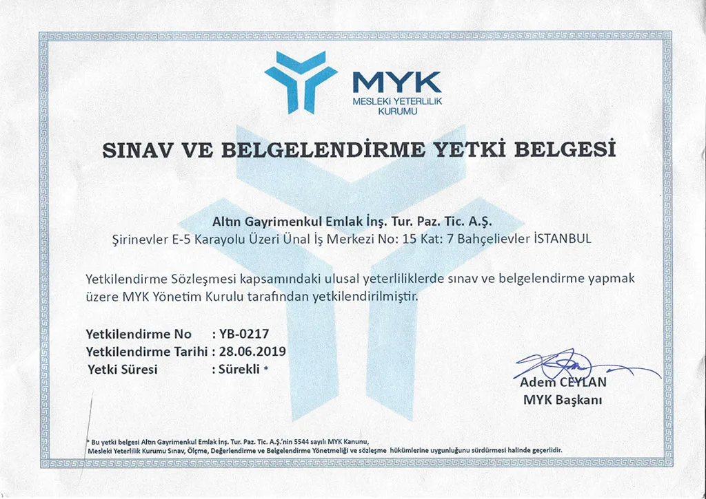 EMLAK DANIŞMANLARI MYK MESLEKİ YETERLİLİK BELGELİ OLACAK